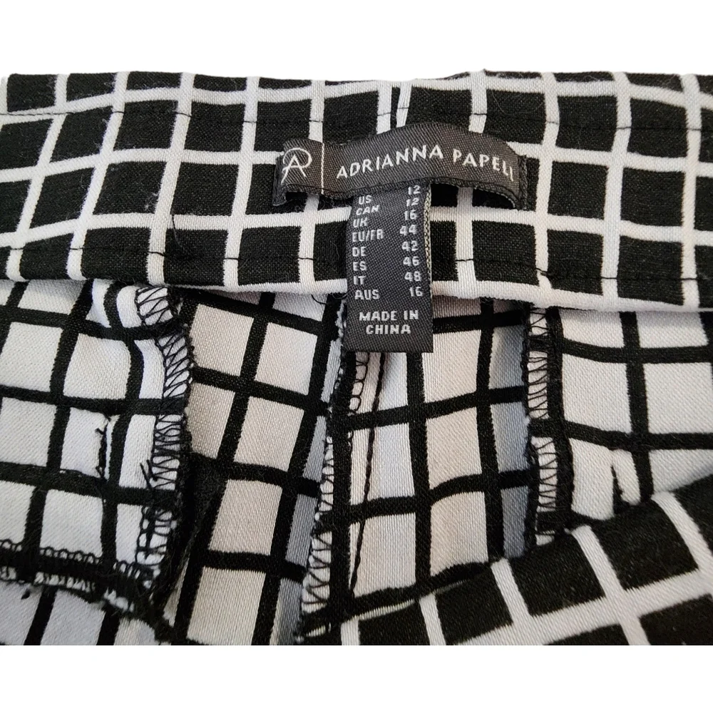 Adriana Papell Black & White Pull-on Pants Women Size 12 - Picture 3 of 8